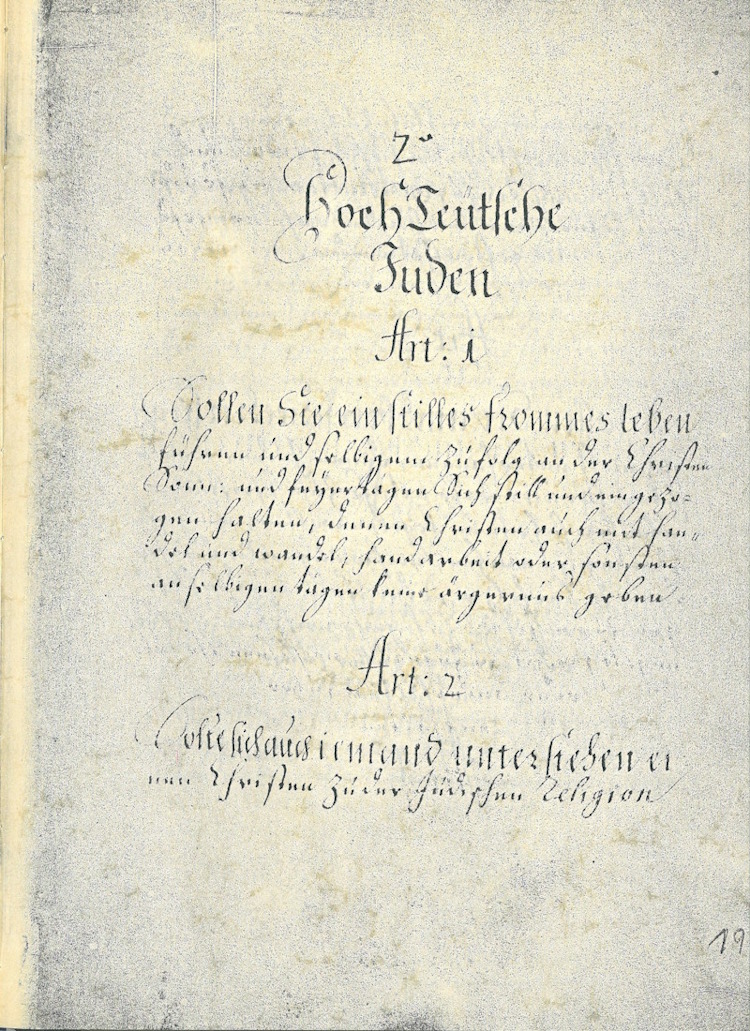 New Decree for the Jewish Population of Hamburg, September 7, 1710